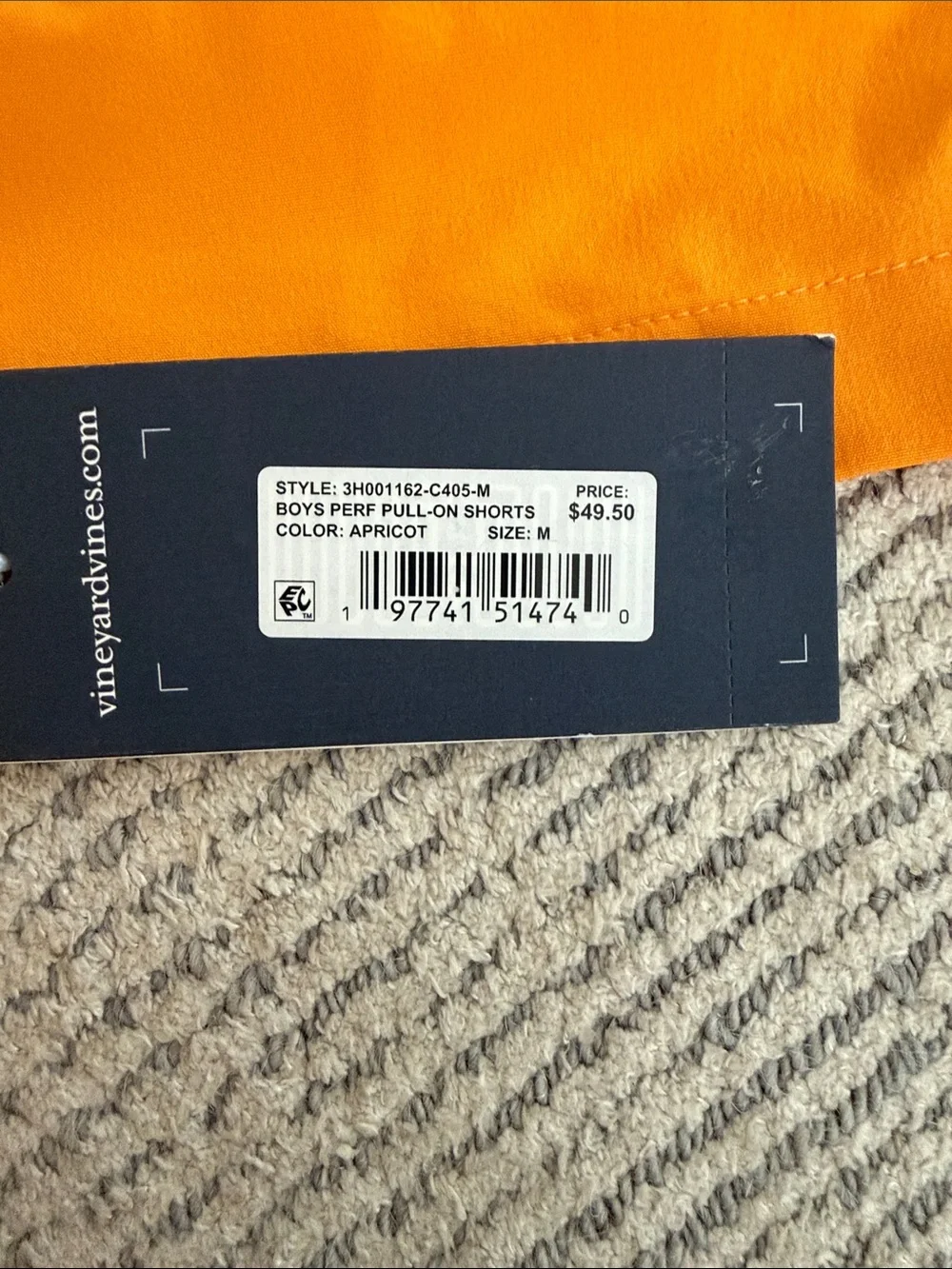 NWT vineyard vines boys size medium Orange Elastic Waist shorts